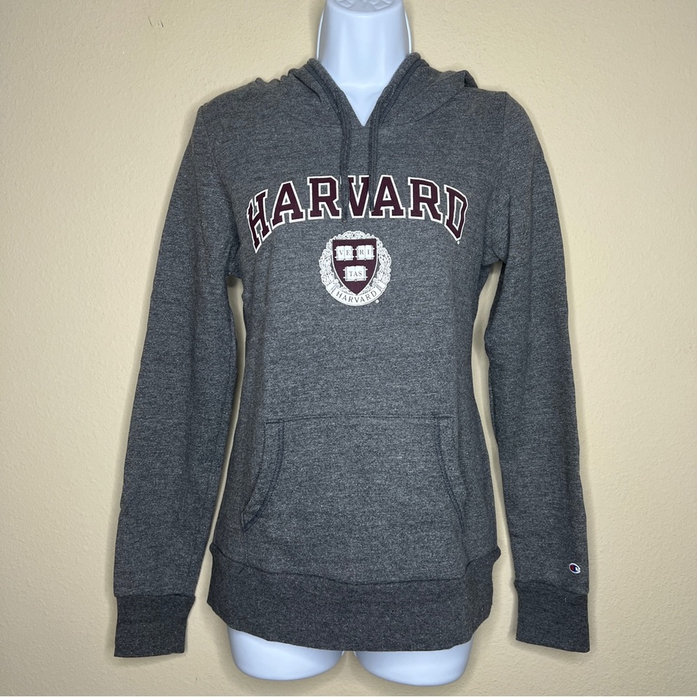 CHAMPION Harvard University Gray Hoodie Sweatshirt - Sz S